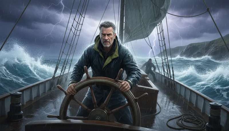 Illustration of helm: the steering apparatus of a ship or boat