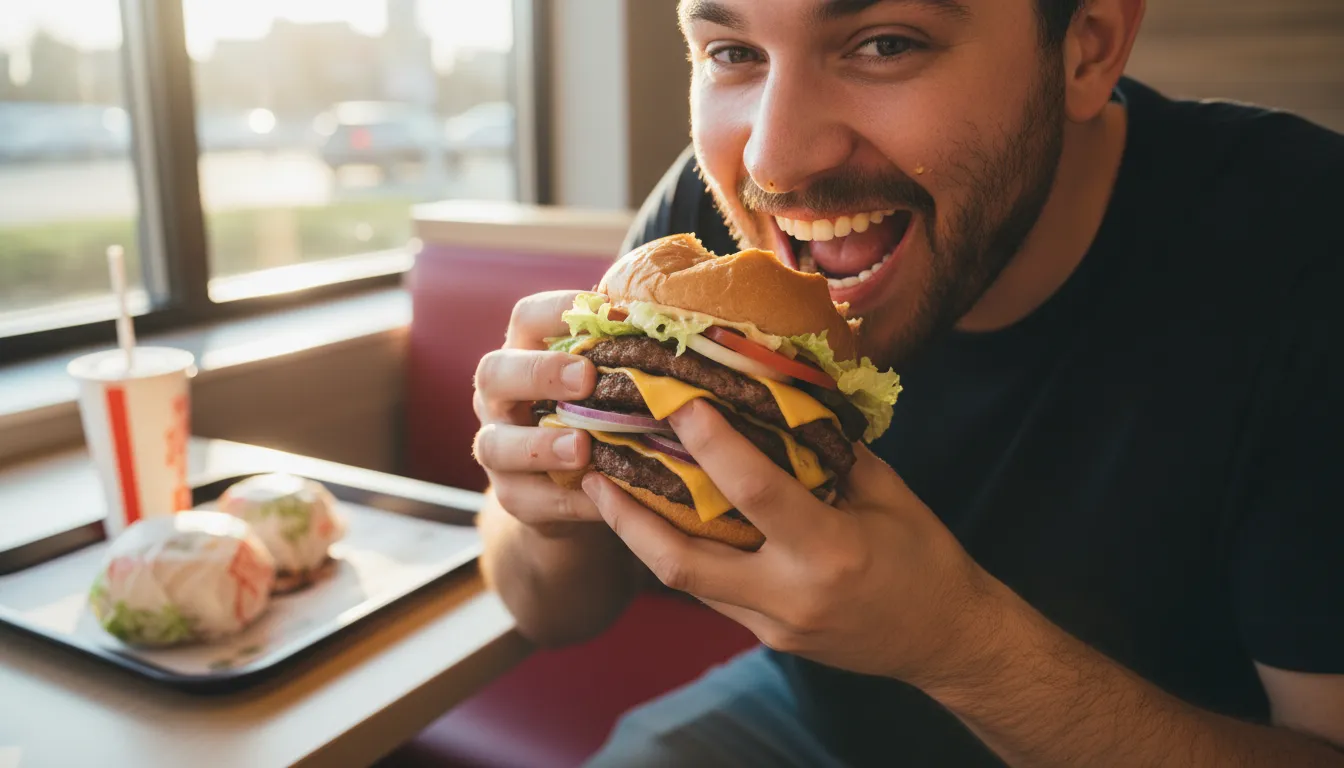 Whopper-এর ইলাস্ট্রেশন: A large sandwich from a fast-food chain.