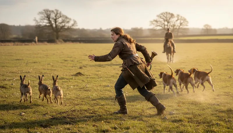 Illustration of run with the hare and hunt with the hounds: to support two opposing sides