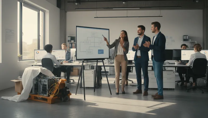Illustration of erp: Software that manages business processes and resources.