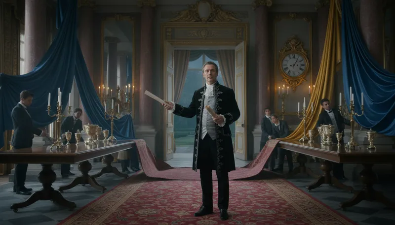 Illustration of chamberlain: An officer managing household or royal affairs.