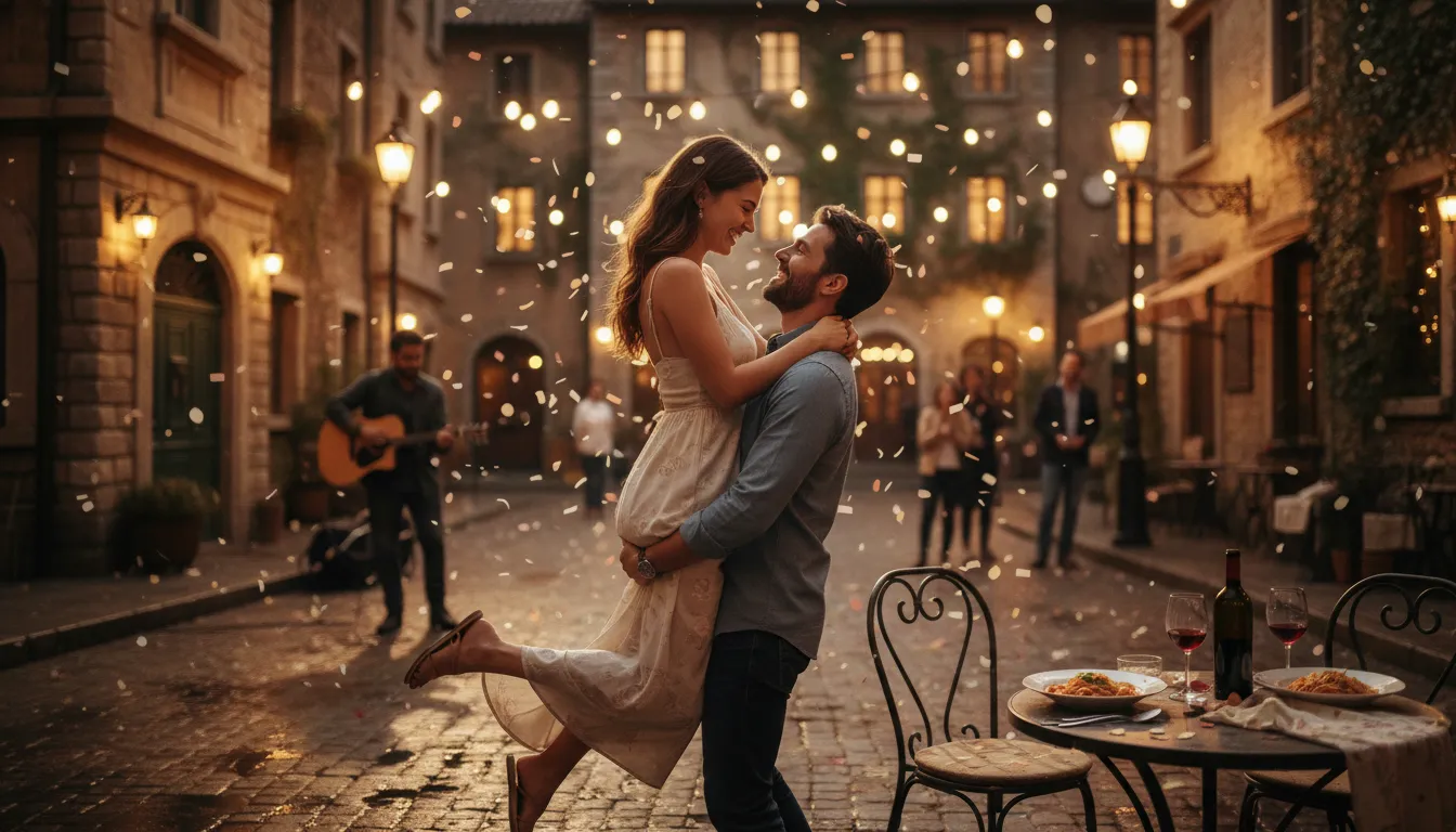 Illustrazione di sweep someone off their feet: impress someone deeply, often romantically