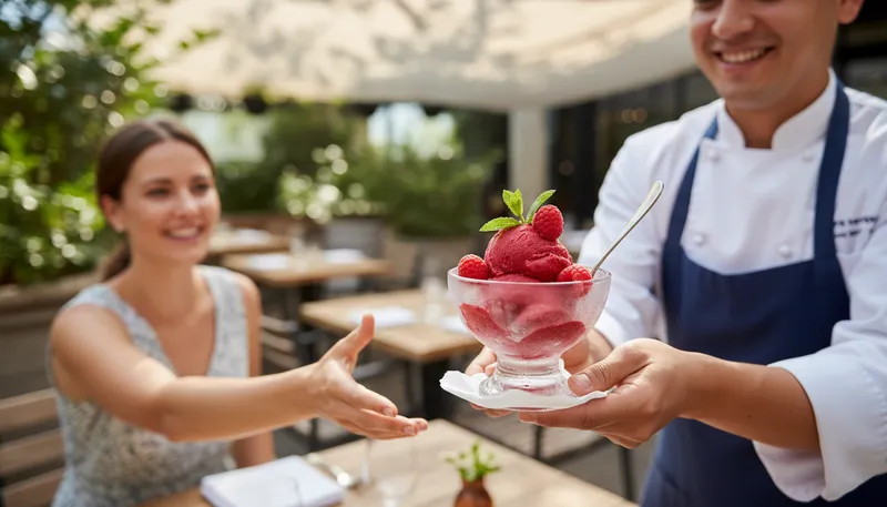 Illustration of sorbet: A frozen dessert made from flavored water.