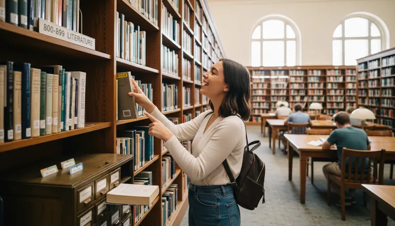 Illustration of dewey: Related to the Dewey Decimal System of library classification.