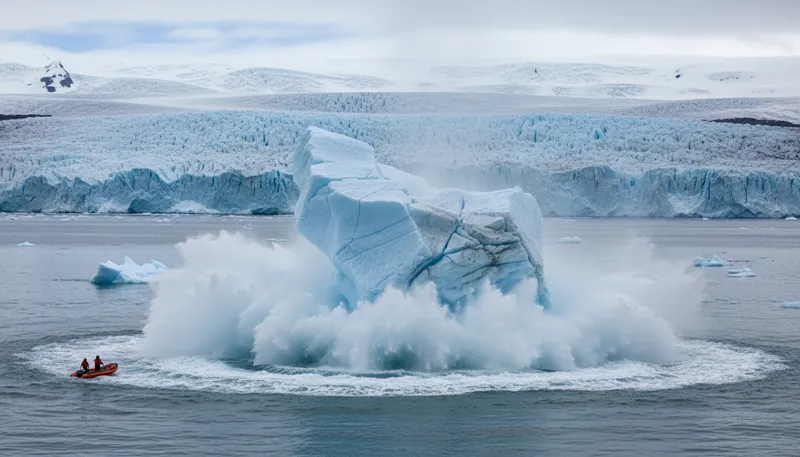 Illustration of glacier: a large, slow-moving ice mass.