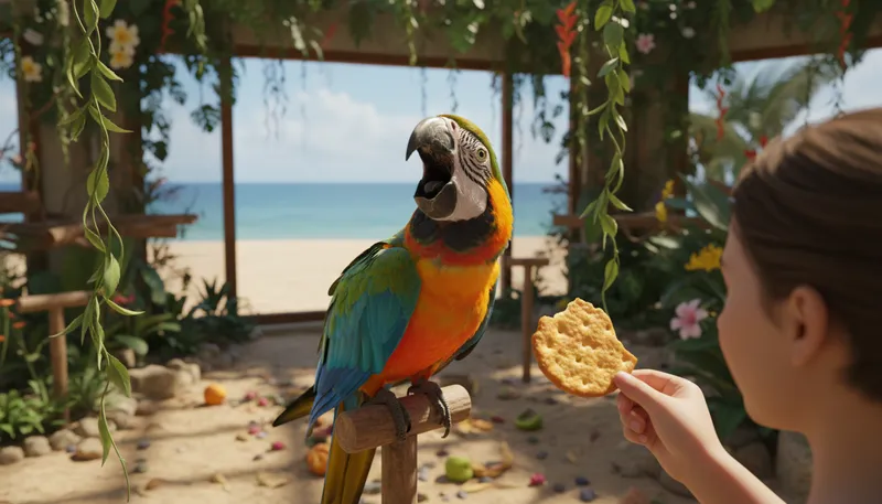 Illustration of polly want a cracker: a phrase often used to mimic a parrot