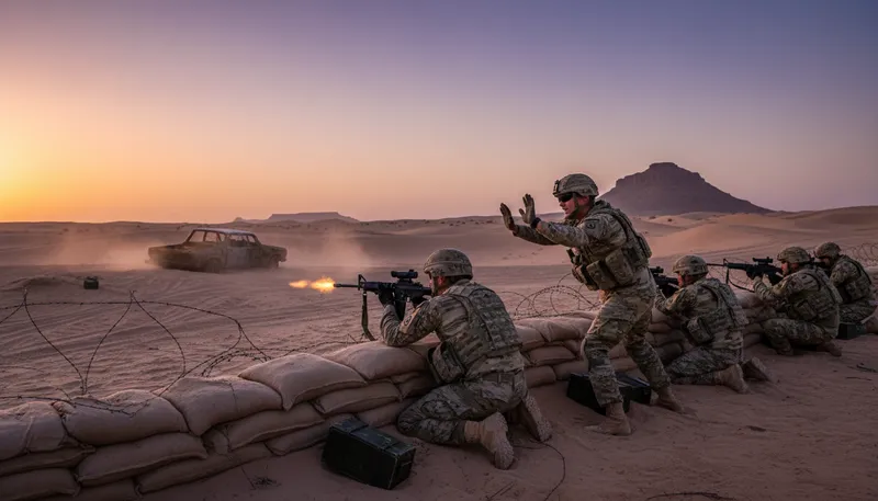 Illustration of open fire: To start shooting weapons.