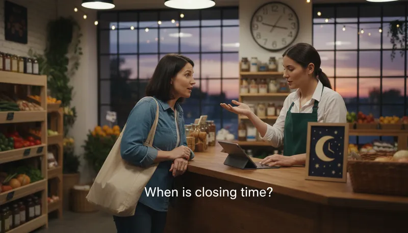 Illustration of when is closing time: a question about the end of business hours.