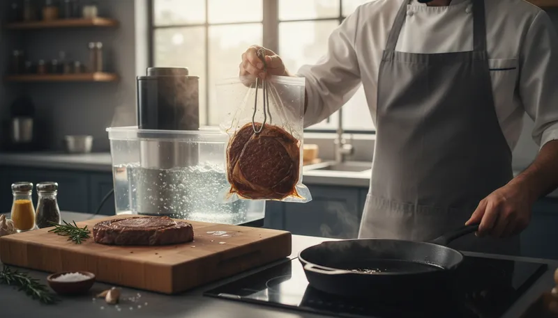 Illustration of sous: A French cooking method, usually slow cooking.
