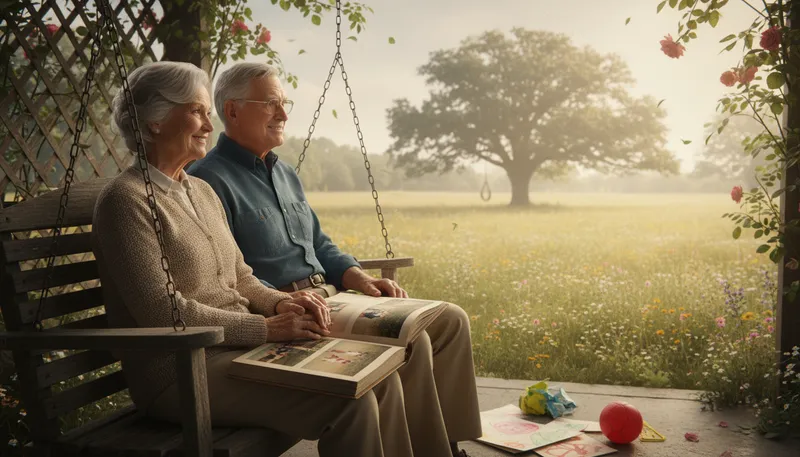 Illustration of halcyon days: peaceful and happy times in the past