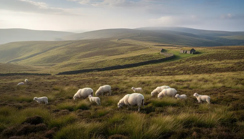Illustration of moorland: An area of open uncultivated land.