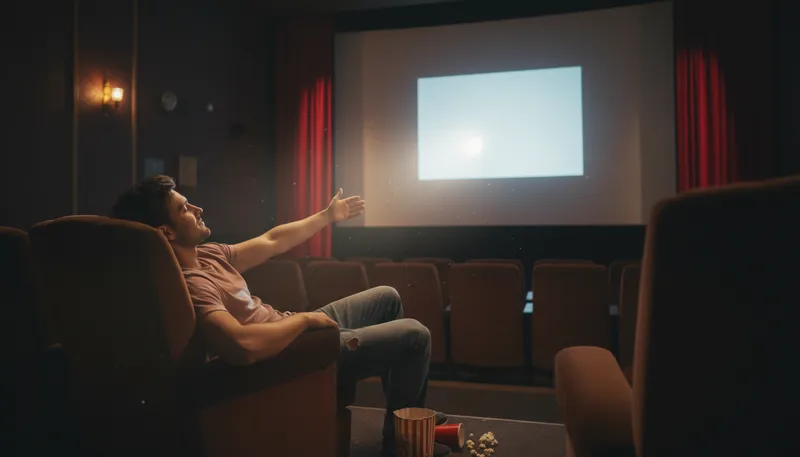 Illustration of silver screen: the cinema or movie industry
