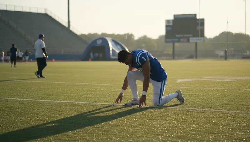 Illustration of tebow: gesture of kneeling in prayer