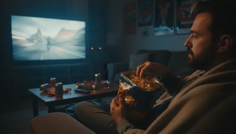 Illustration of munchies: Snacks or cravings for food, usually light.
