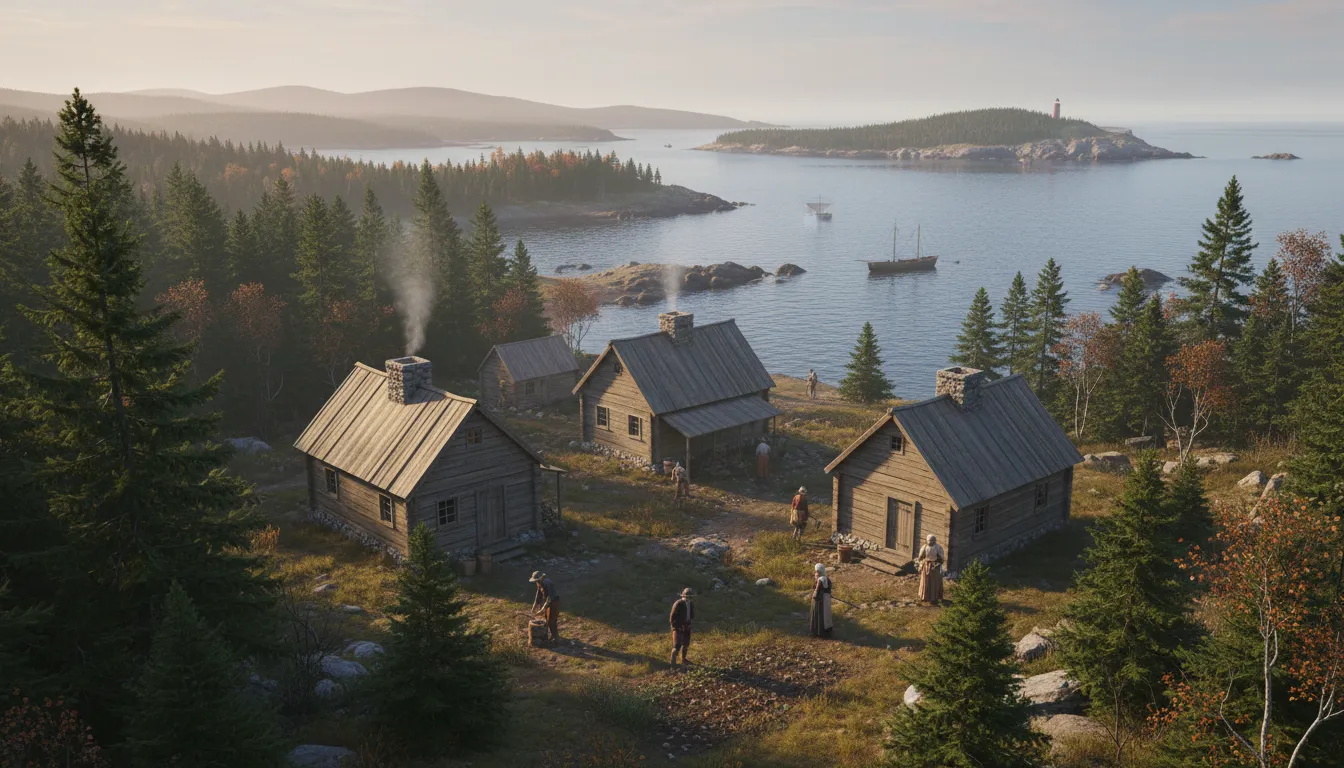 Acadia 일러스트: A region in Canada known for its natural beauty.