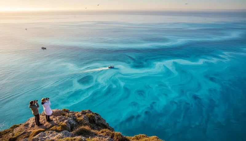 Illustration of phytoplankton: Tiny plants in water, crucial for marine life.