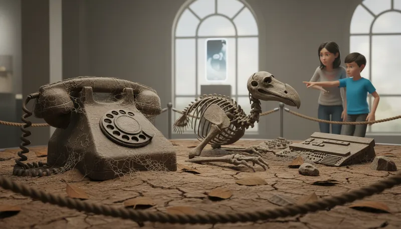 Illustration of go the way of the dodo: to become extinct or obsolete.