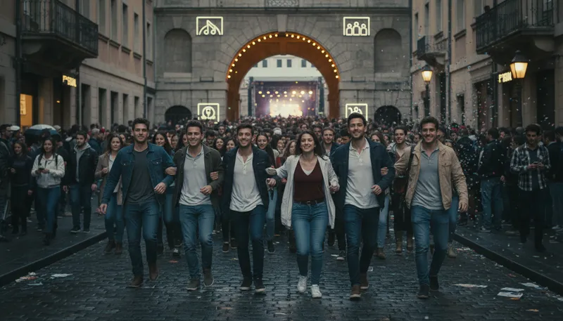 Illustration of follow the crowd: to go along with the majority