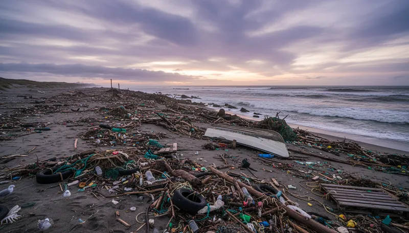 Illustration of detritus: Waste or debris from something broken down.