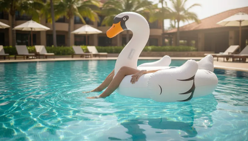 Illustration of floater: An object or person floating on water.