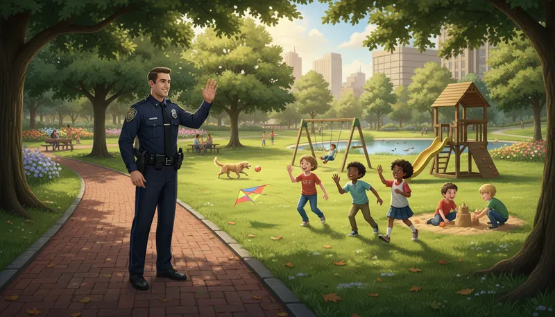Illustration of patrolman: A police officer who patrols an area.