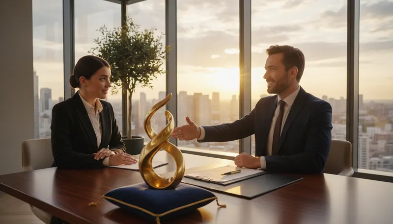 Illustration of golden hello: A bonus for accepting a job.