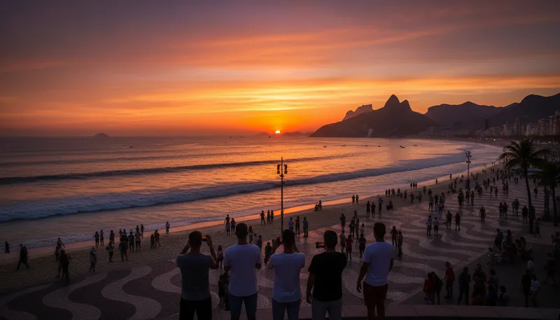 Illustration of copacabana: A famous beach in Brazil.