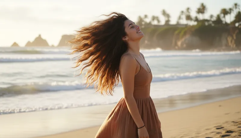 Illustration of long hair don't care: confident attitude about one's long hair