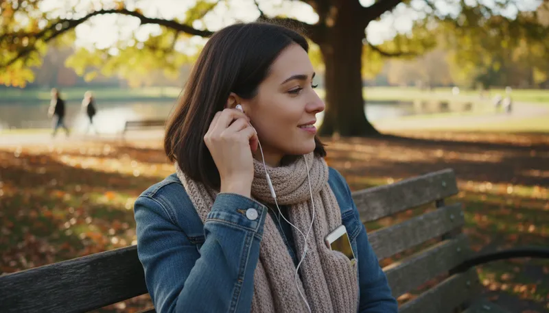 Illustration of earphone: A small device worn to listen to audio.
