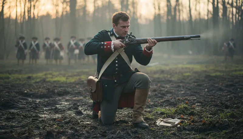 Illustration of musket: A type of firearm used in the past.