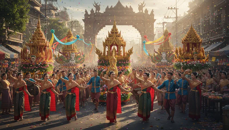 Illustration of thais: People from Thailand or their culture.