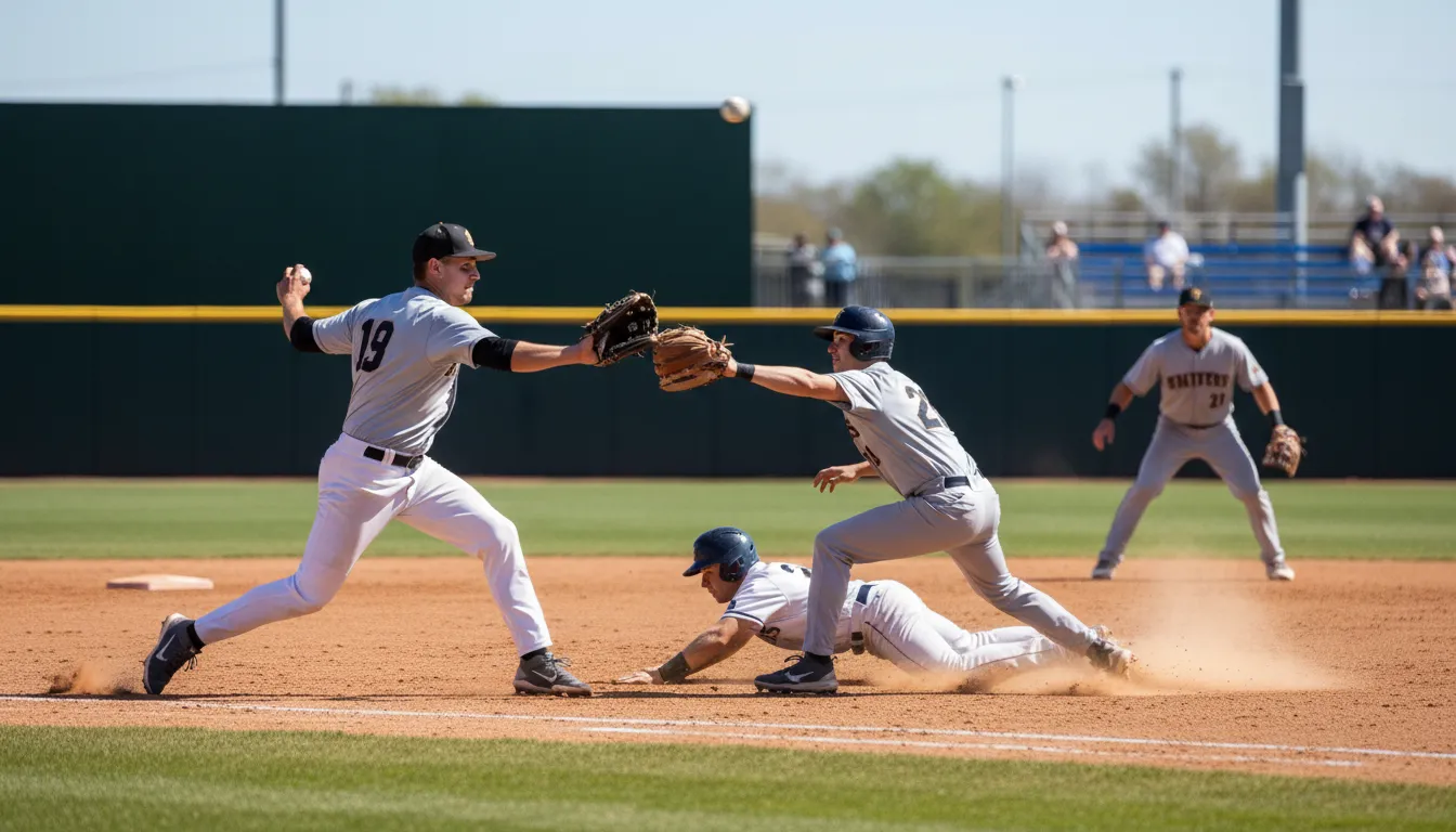 ภาพประกอบของ around the horn: a double play from third to second to first base