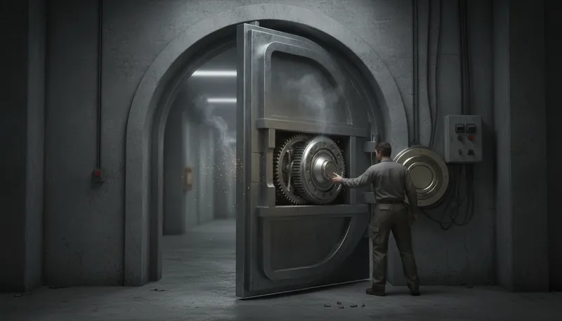 Illustration of mechanically: pertaining to machinery or physical processes.