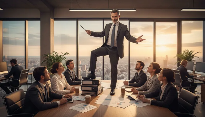 Illustration of master of the universe: Someone in total control.