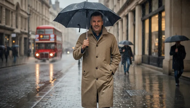 Illustration of mac: a type of raincoat worn in wet weather
