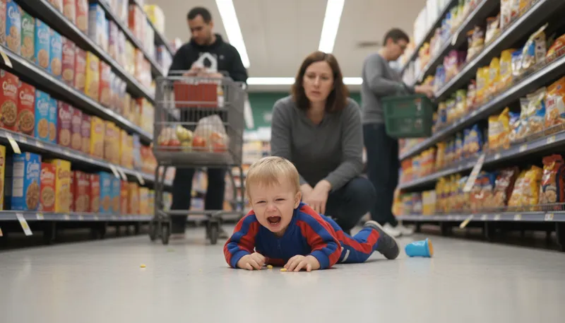 Illustration of have a tantrum: To display uncontrolled anger or frustration.
