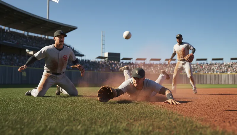 Illustration of infield: The area of a baseball field near the bases.