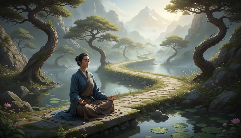 Illustration of tao: a philosophical way of living in harmony