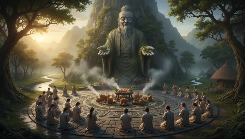 Illustration of deity: a god or goddess in a religion.