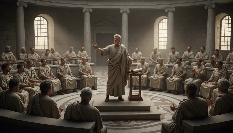 Illustration of cicero: A famous Roman statesman and orator.