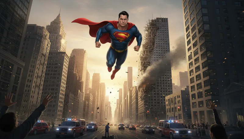Illustration of superman: A fictional superhero with extraordinary powers.