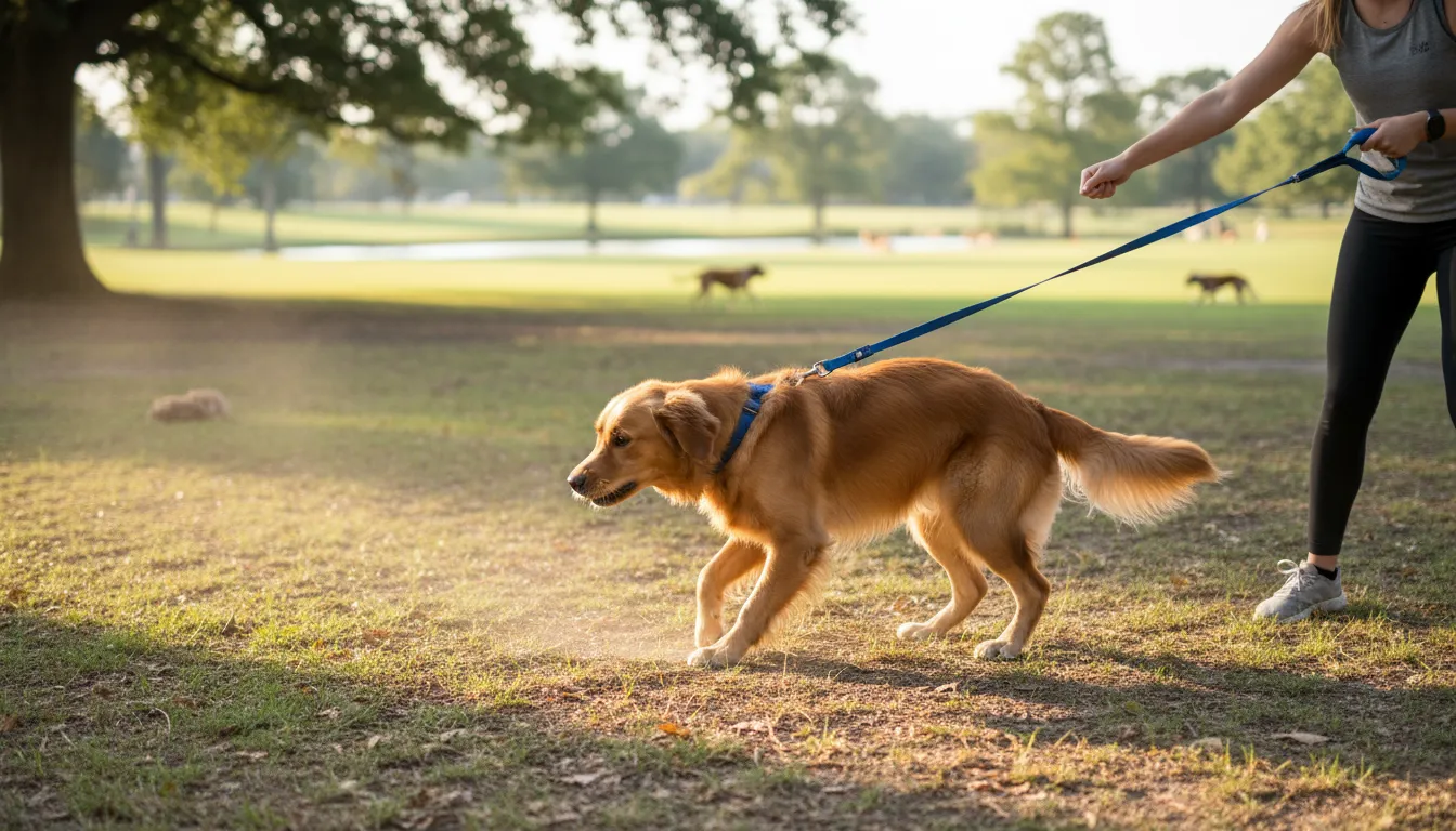Ilustração de strain at the leash: To be eager to be free or active.