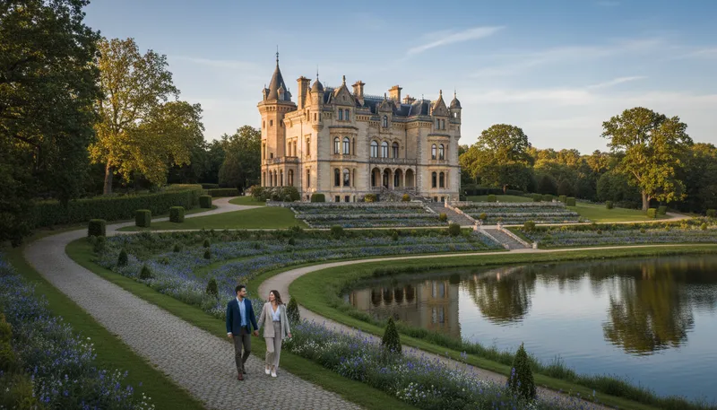 Illustration of palatial: Resembling a palace; grand and luxurious.