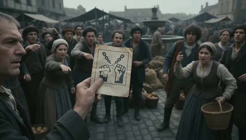 Illustration of seditious: Inciting rebellion against authority.
