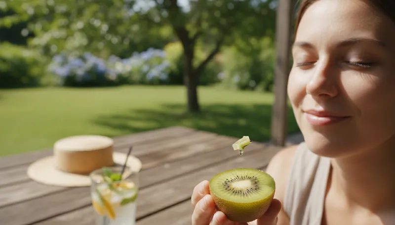 Illustration of kiwi: A small, brown, edible fruit or a bird.