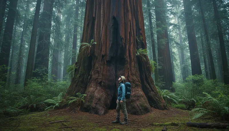 Illustration of redwood: A tall tree native to California, known for longevity.
