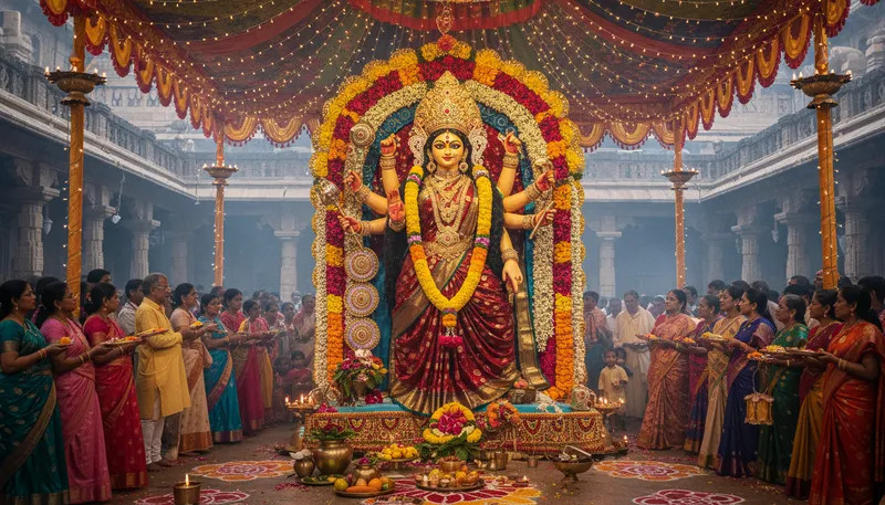 Illustration of durga: A principal Hindu goddess associated with power.