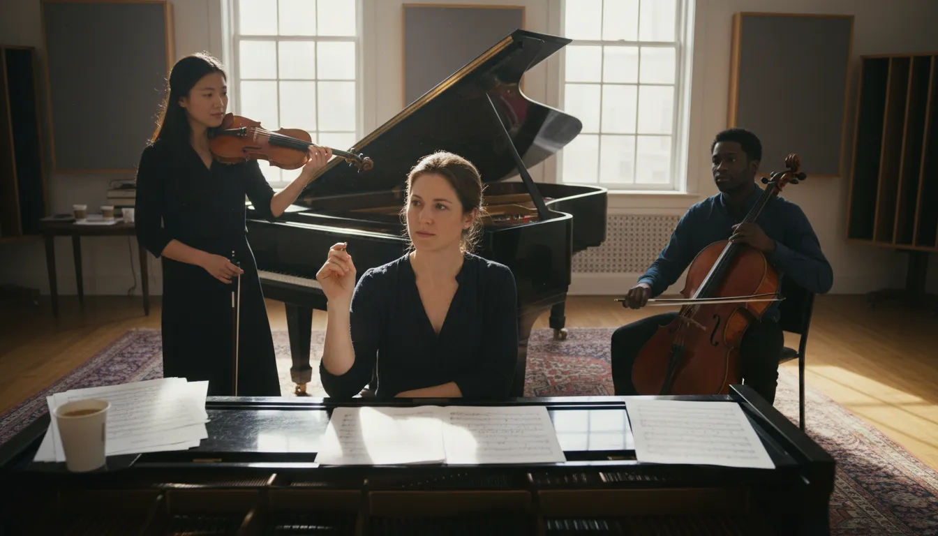 “trio” kelimesinin çizimi: musical composition for three performers