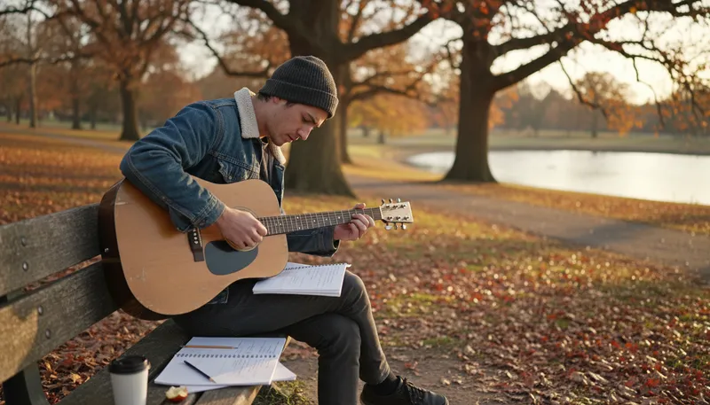 Illustration of songwriting: The process of composing a song.