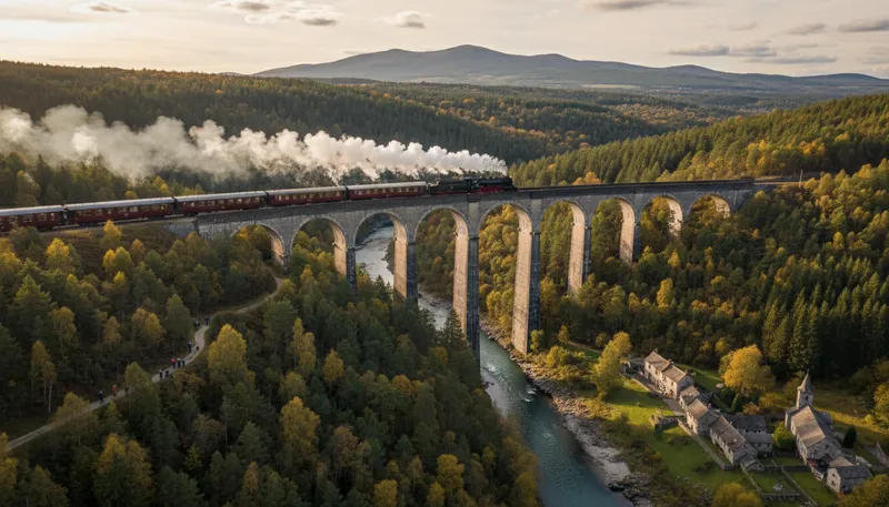 Illustration of viaduct: A bridge for carrying a road or railway.